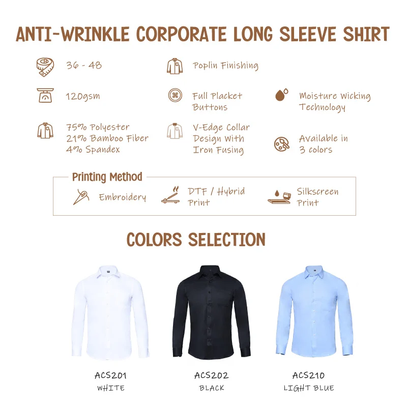Anti-Wrinkle Corporate Long Sleeve Shirt (ACS2) - Image 2