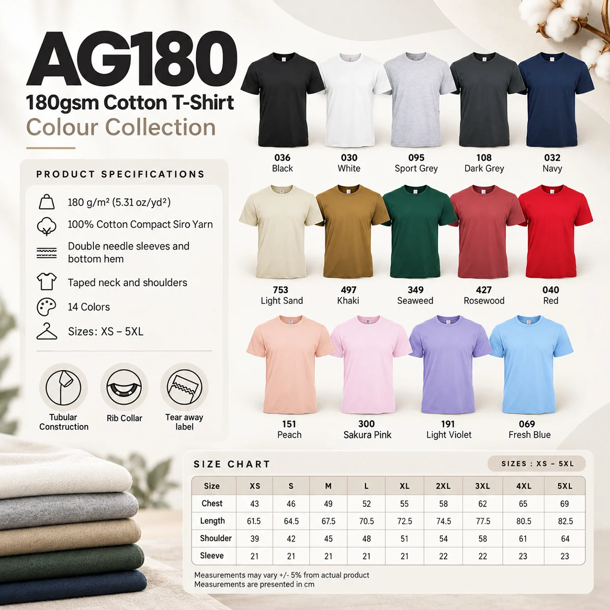 Arrive Guide Prime Siro Cotton Adult Basic T-Shirt (AG180) – 180gsm Lightweight Comfort - Image 2