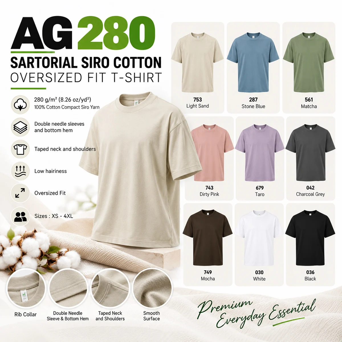 Arrive Guide Oversized Supreme Siro Cotton T-Shirts (AG280) – 280gsm Heavyweight Comfort - Image 2