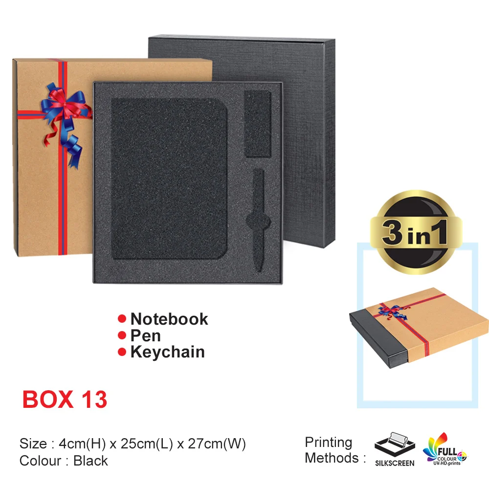 Gift Box for Notebook + Pen + Keychain (BOX13) - 4 x 25 x 27 cm
