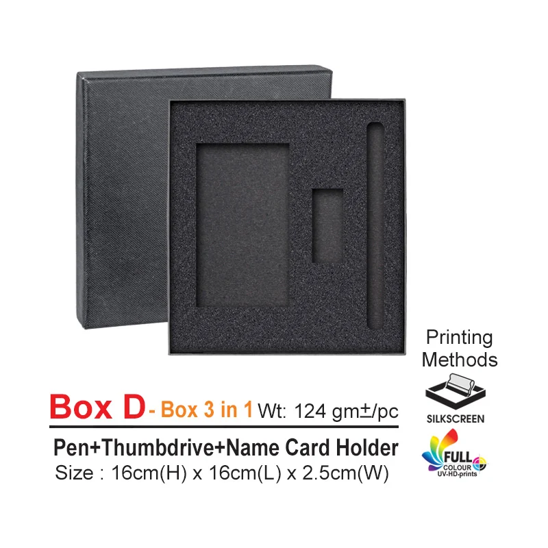 Gift Box for Pen + Thumbdrive + Name Card Holder (BOXD) - 16 x 16 x 2.5 cm