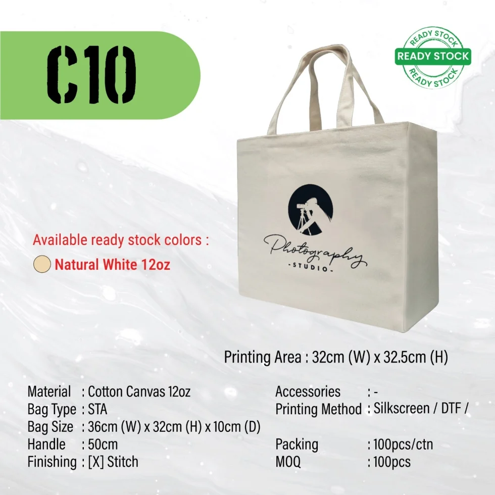 A3 size Canvas Bag 12oz (C10) - 36 x 32 x 10 cm