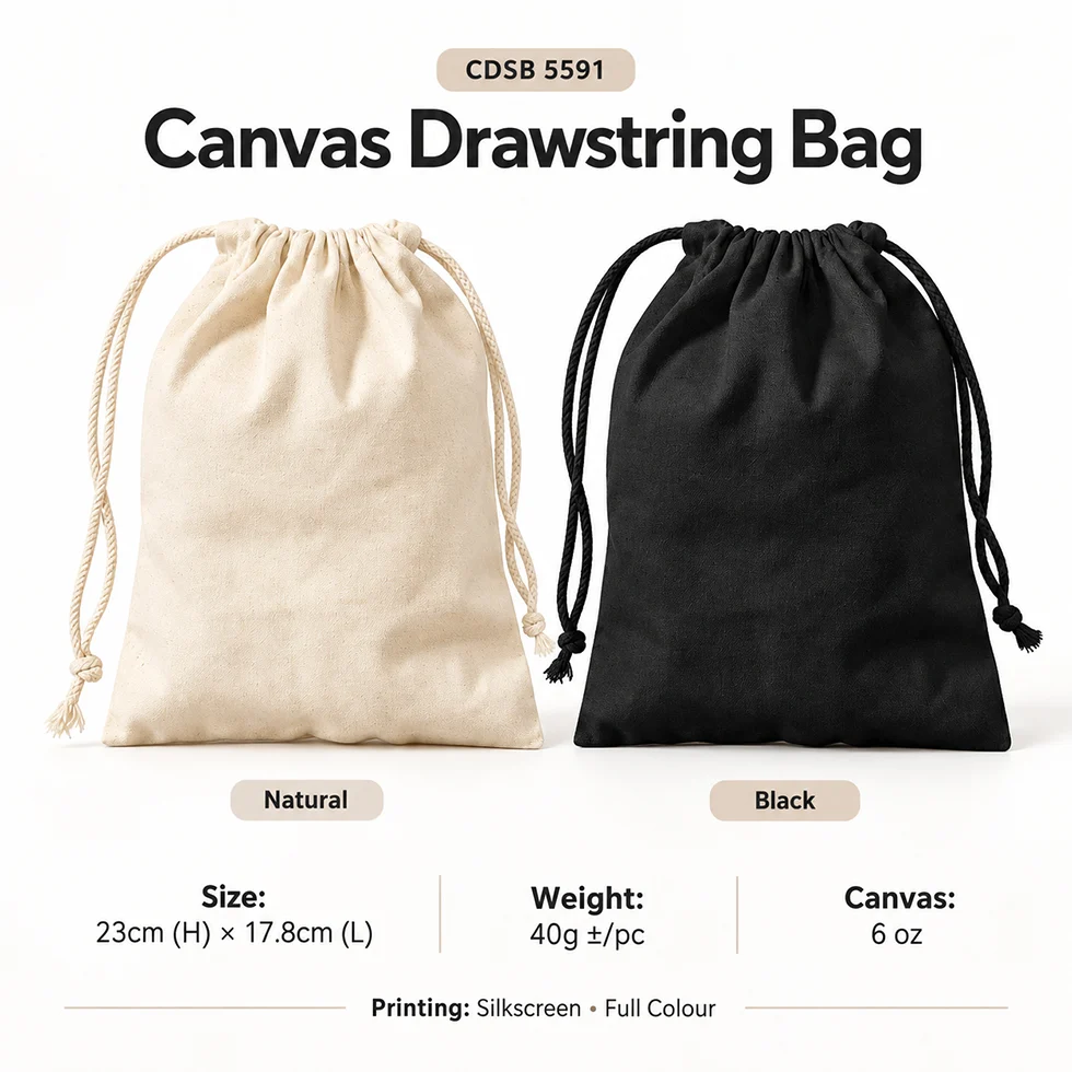 Canvas Drawstring Bag 6oz (CAN5591) - 17.8 x 23 cm