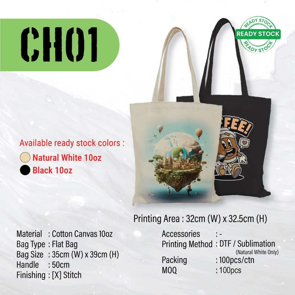 A3 size Cotton Canvas Bag 10oz (CH01) - 35 x 39 cm