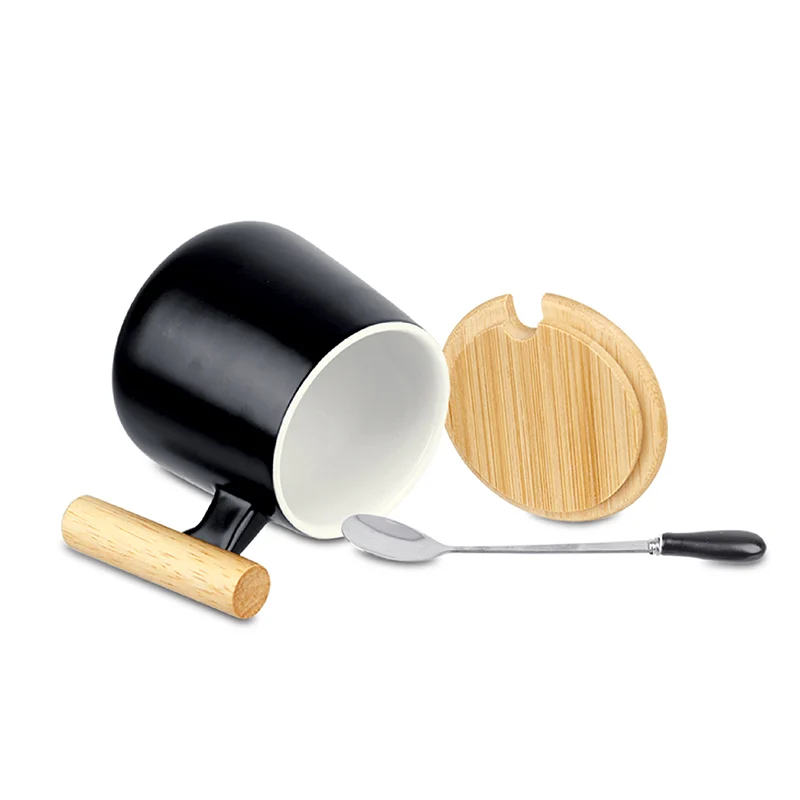 Ceramic Mug with Wooden Lid and Spoon (CM16) - Image 5