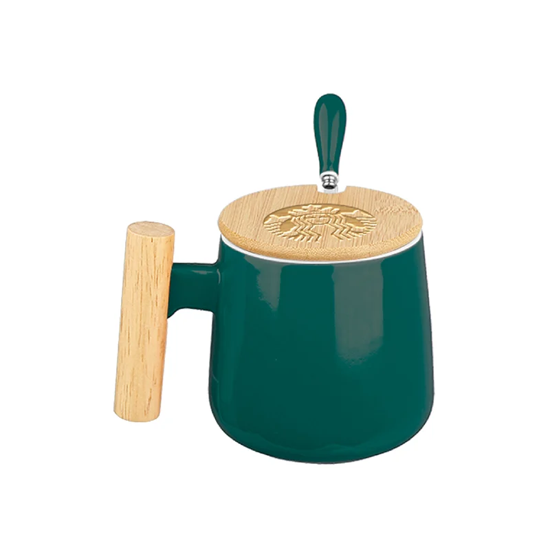 Ceramic Mug with Wooden Lid and Spoon (CM16) - Image 4