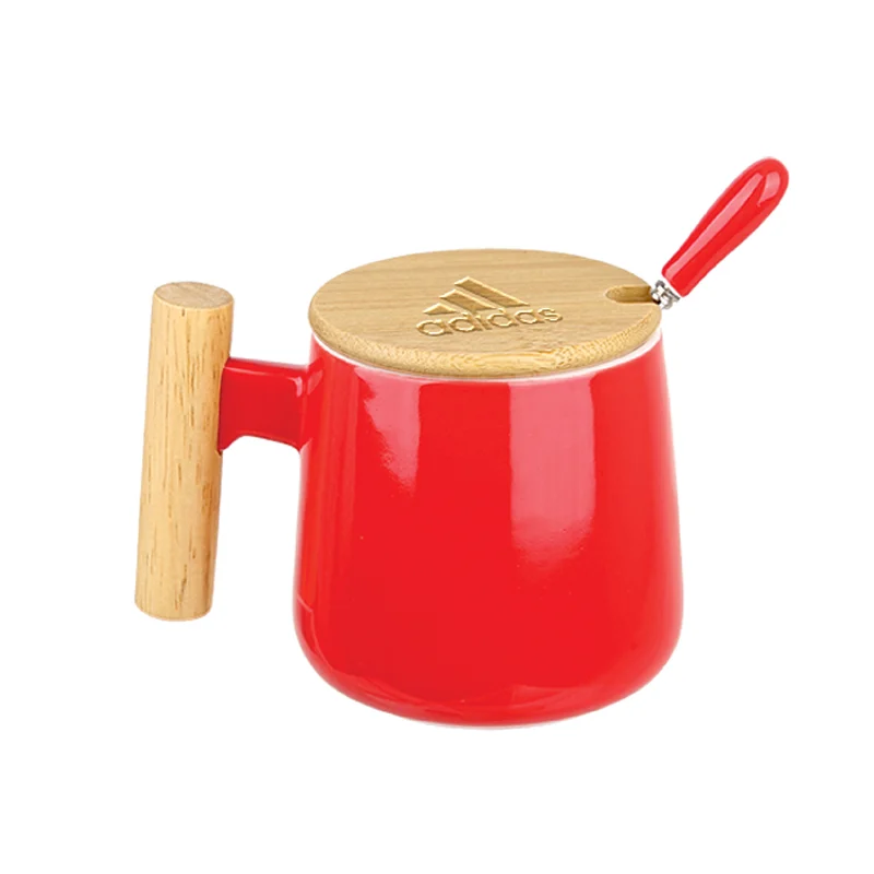 Ceramic Mug with Wooden Lid and Spoon (CM16) - Image 3