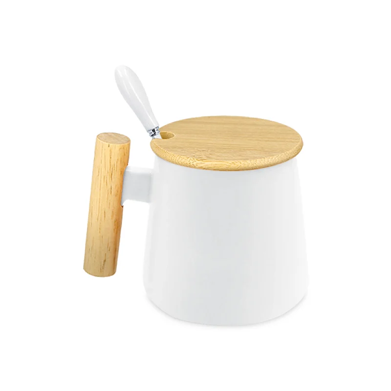 Ceramic Mug with Wooden Lid and Spoon (CM16) - Image 2