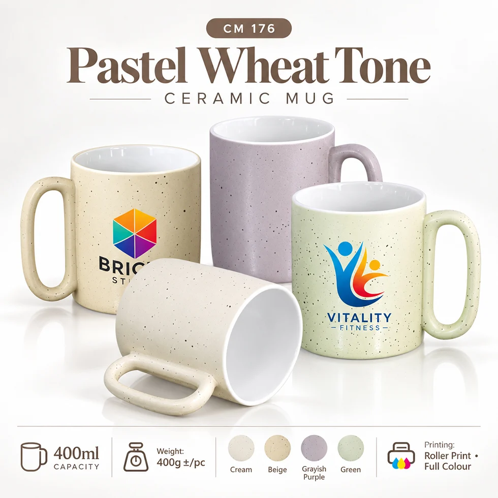 Pastel Wheat Tone Ceramic Mug - 400ml (CM176)