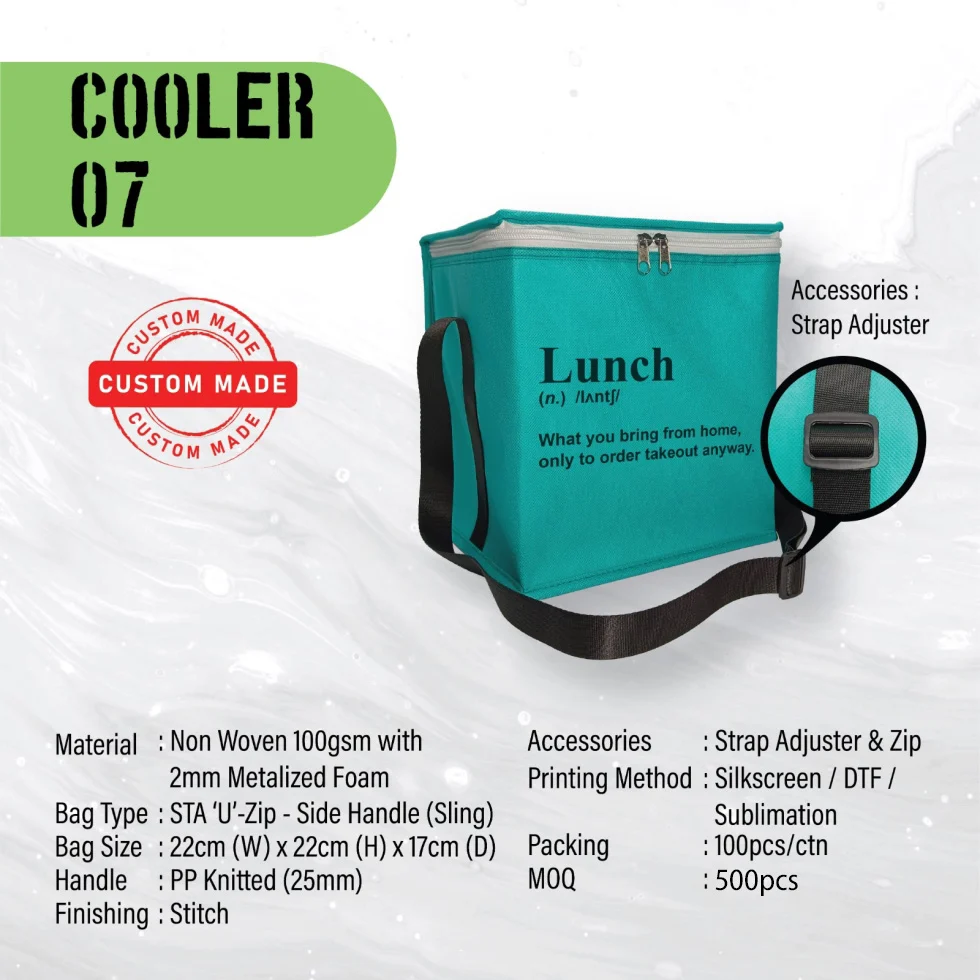 Zipper Custom Made Non Woven Cooler Bag (COOLER07) - 22 x 22 x 17 cm