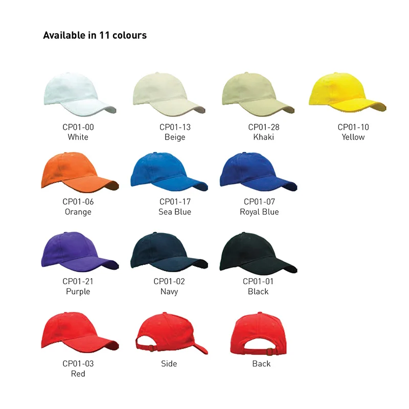 Monochrome Cotton 6-Panel Cotton Brush Cap (CP01) - Image 2