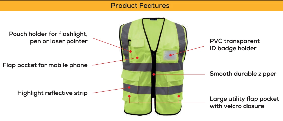 Basic High Reflective Safety Vest With Pocket (CRSV3100) - Image 3