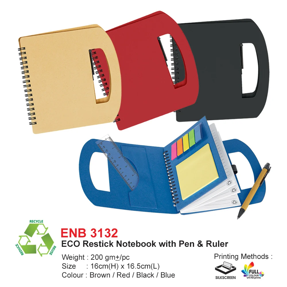 ECO Restick Notebook with Pen & Ruler (ENB3132)