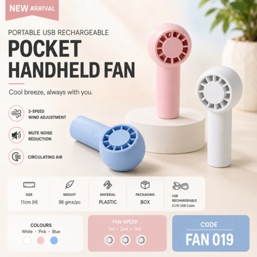 Portable USB Rechargeable Pocket Handheld Fan (FAN019)