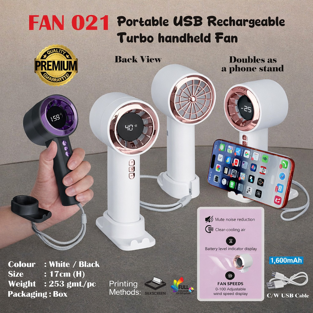 Portable USB Rechargeable Turbo Handheld Fan (FAN021)