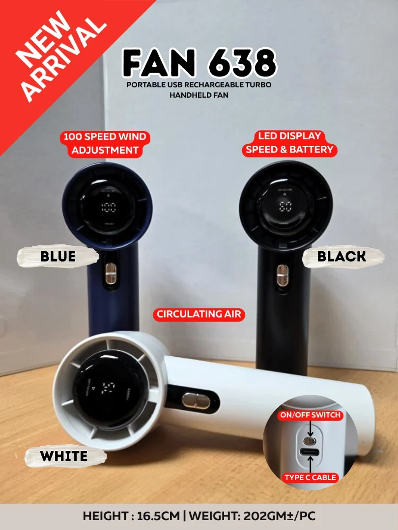 Portable USB Rechargeable Turbo Handheld Fan (FAN638)