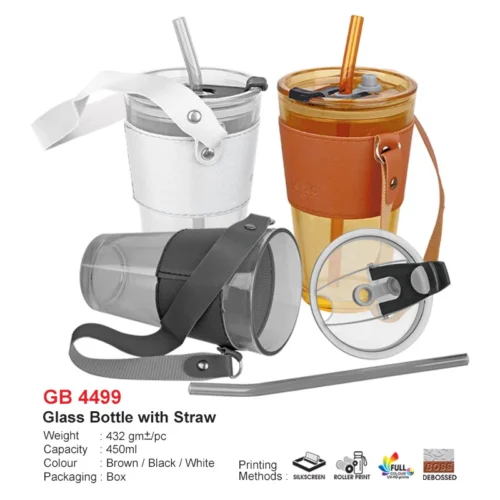 Glass Bottle with Straw 450ml (GB4499)