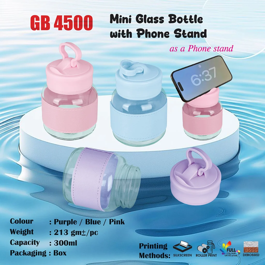 Mini Glass Bottle with Phone Stand 300ml (GB4500)