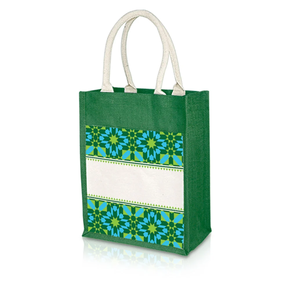 Jute Bag with Canvas Compartment (JUTE272) - 31 x 37 x 15 cm - Image 6