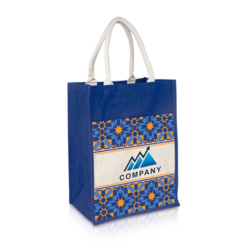 Jute Bag with Canvas Compartment (JUTE272) - 31 x 37 x 15 cm - Image 5
