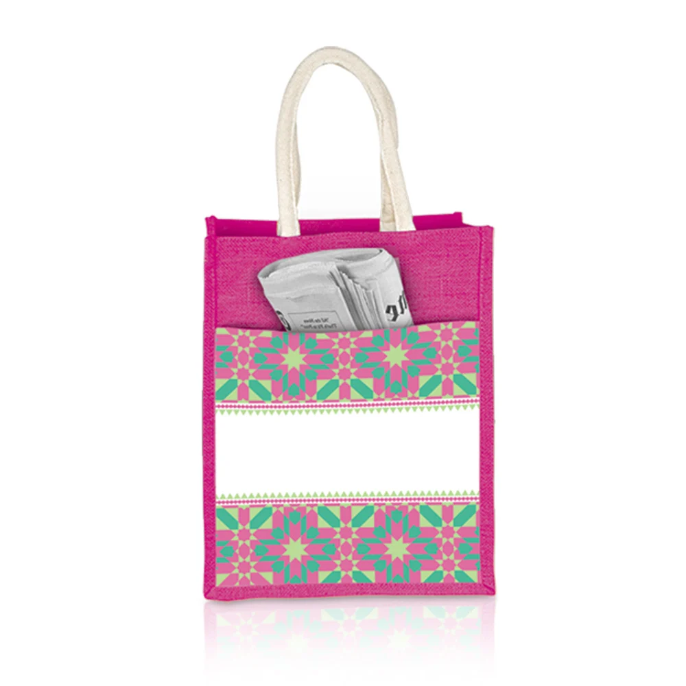 Jute Bag with Canvas Compartment (JUTE272) - 31 x 37 x 15 cm - Image 4
