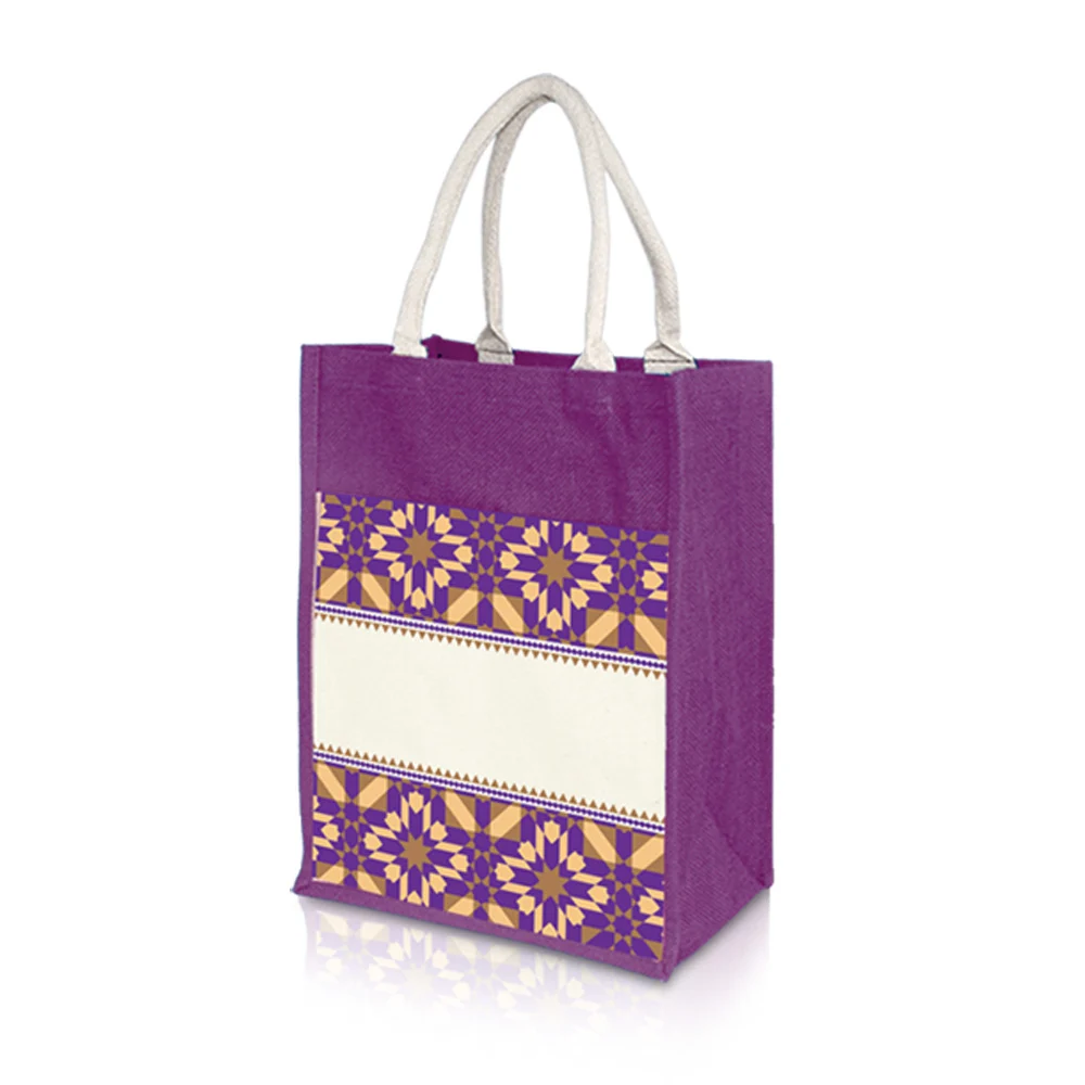 Jute Bag with Canvas Compartment (JUTE272) - 31 x 37 x 15 cm - Image 3