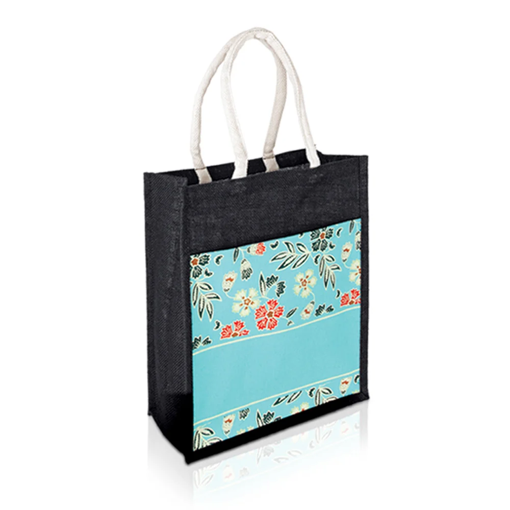 Jute Bag with Canvas Compartment (JUTE276) - 31 x 37 x 15 cm - Image 5