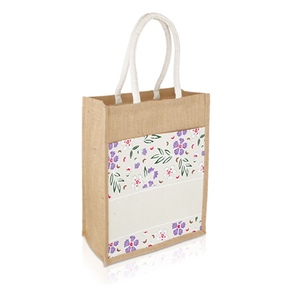 Jute Bag with Canvas Compartment (JUTE276) - 31 x 37 x 15 cm - Image 4