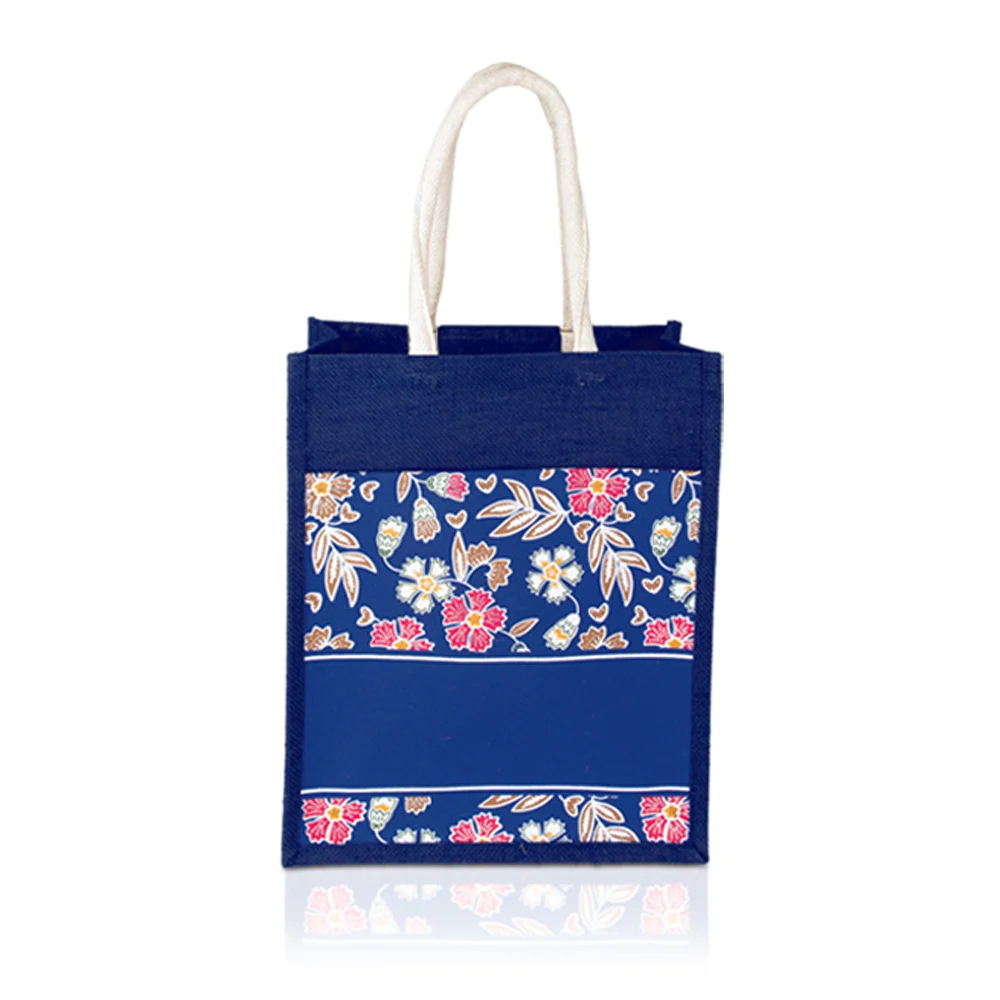 Jute Bag with Canvas Compartment (JUTE276) - 31 x 37 x 15 cm - Image 3