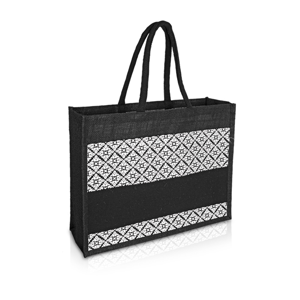 Jute Bag with Canvas Compartment (JUTE280) - 43 x 35 x 15 cm - Image 5