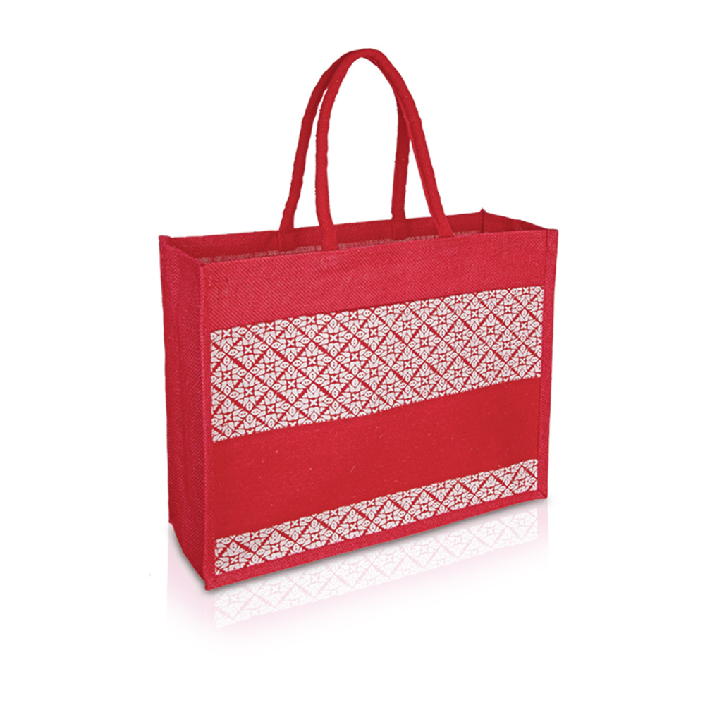 Jute Bag with Canvas Compartment (JUTE280) - 43 x 35 x 15 cm - Image 3