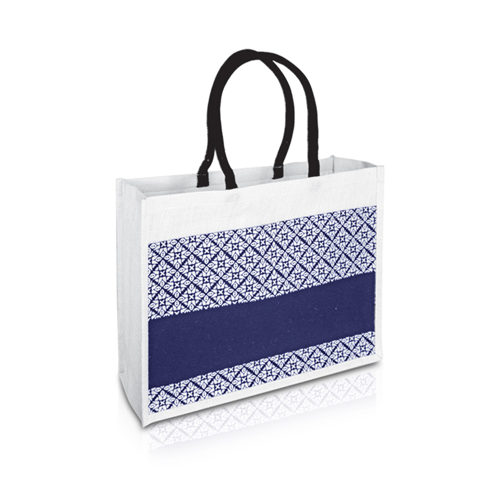 Jute Bag with Canvas Compartment (JUTE280) - 43 x 35 x 15 cm - Image 2