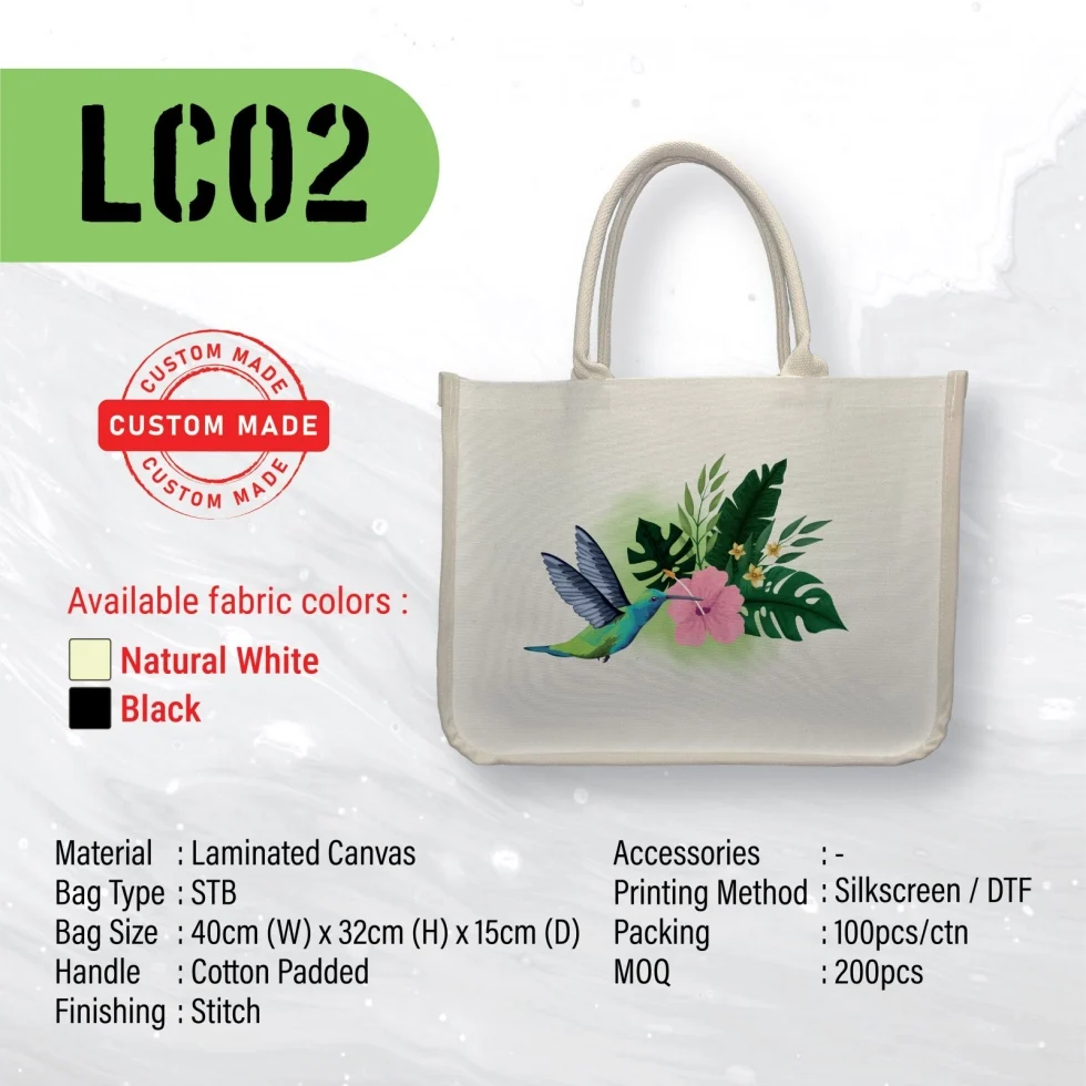 A3 size Custom Made Laminated Canvas Bag (LC02) - 40 x 32 x 15 cm