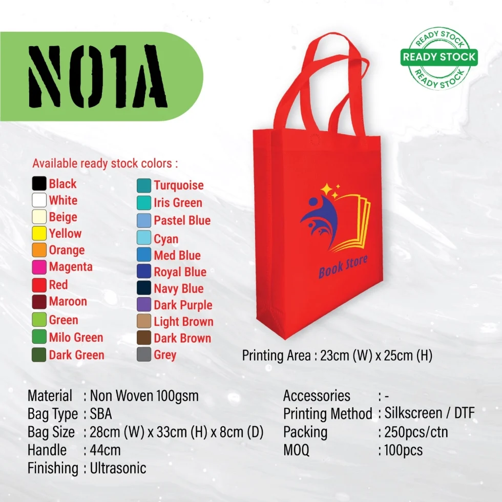 A4 size Ultrasonic Non Woven Bag (N01A) - 28 x 33 x 8 cm