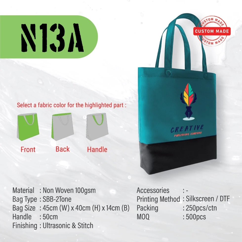 A3 size Custom Made Ultrasonic Non Woven Bag (N13A) - 45 x 40 x 14 cm