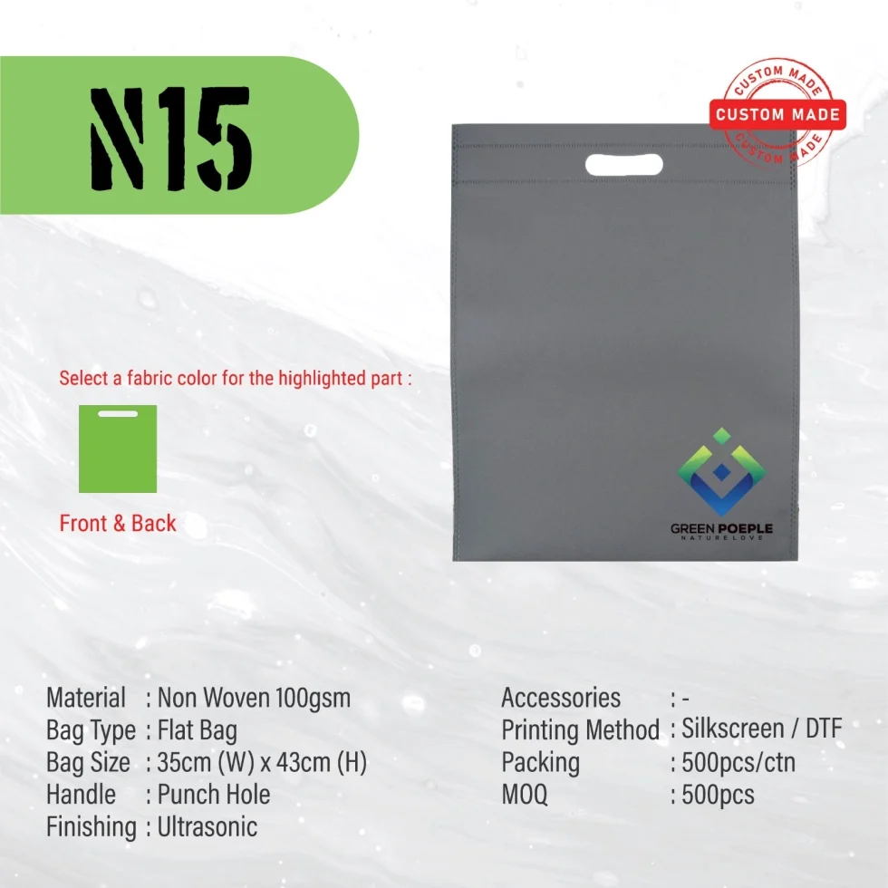 A3 size Custom Made Ultrasonic Non Woven Bag (N15) - 35 x 43 cm