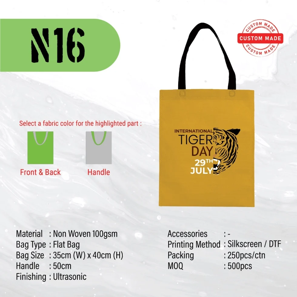 A3 size Custom Made Ultrasonic Non Woven Bag (N16) - 35 x 40 cm