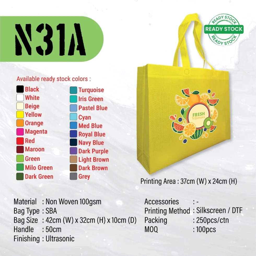 A3 size Ultrasonic Non Woven Bag (N31A) - 42 x 32 x 10 cm