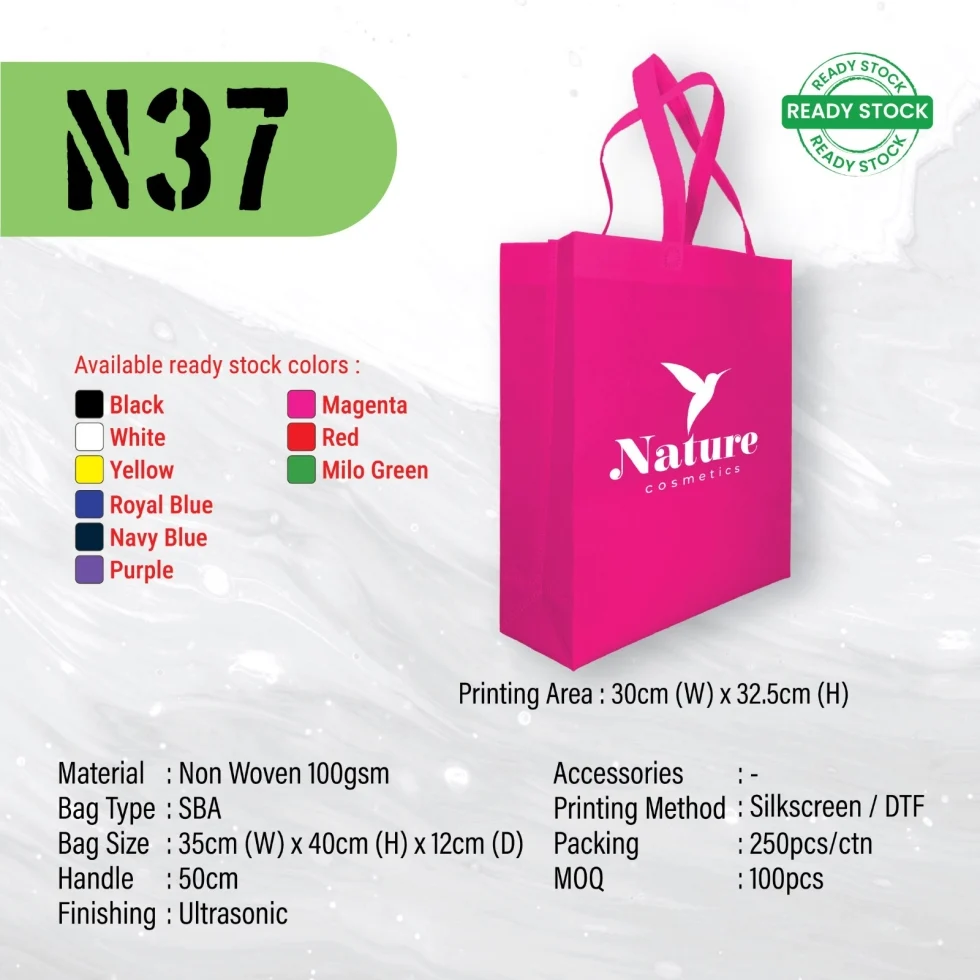 A3 size Ultrasonic Non Woven Bag (N37) - 35 x 40 x 12 cm