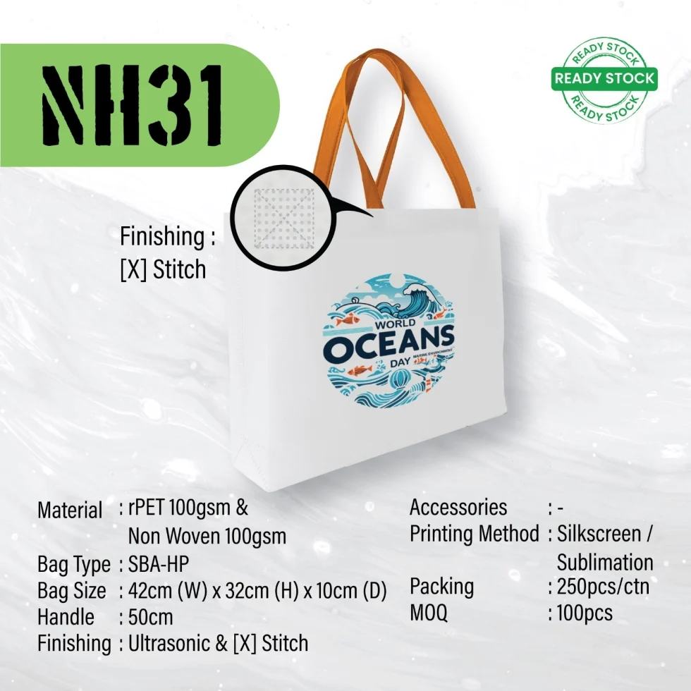 A3 size Ultrasonic rPET Recycled Bag (NH31) - 42 x 32 x 10 cm