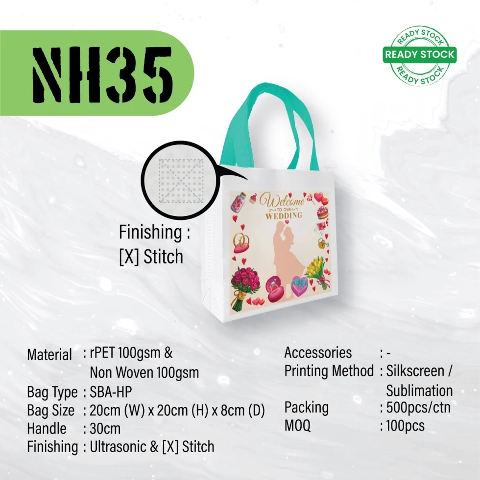 A5 size Ultrasonic rPET Recycled Bag (NH35) - 20 x 20 x 8 cm