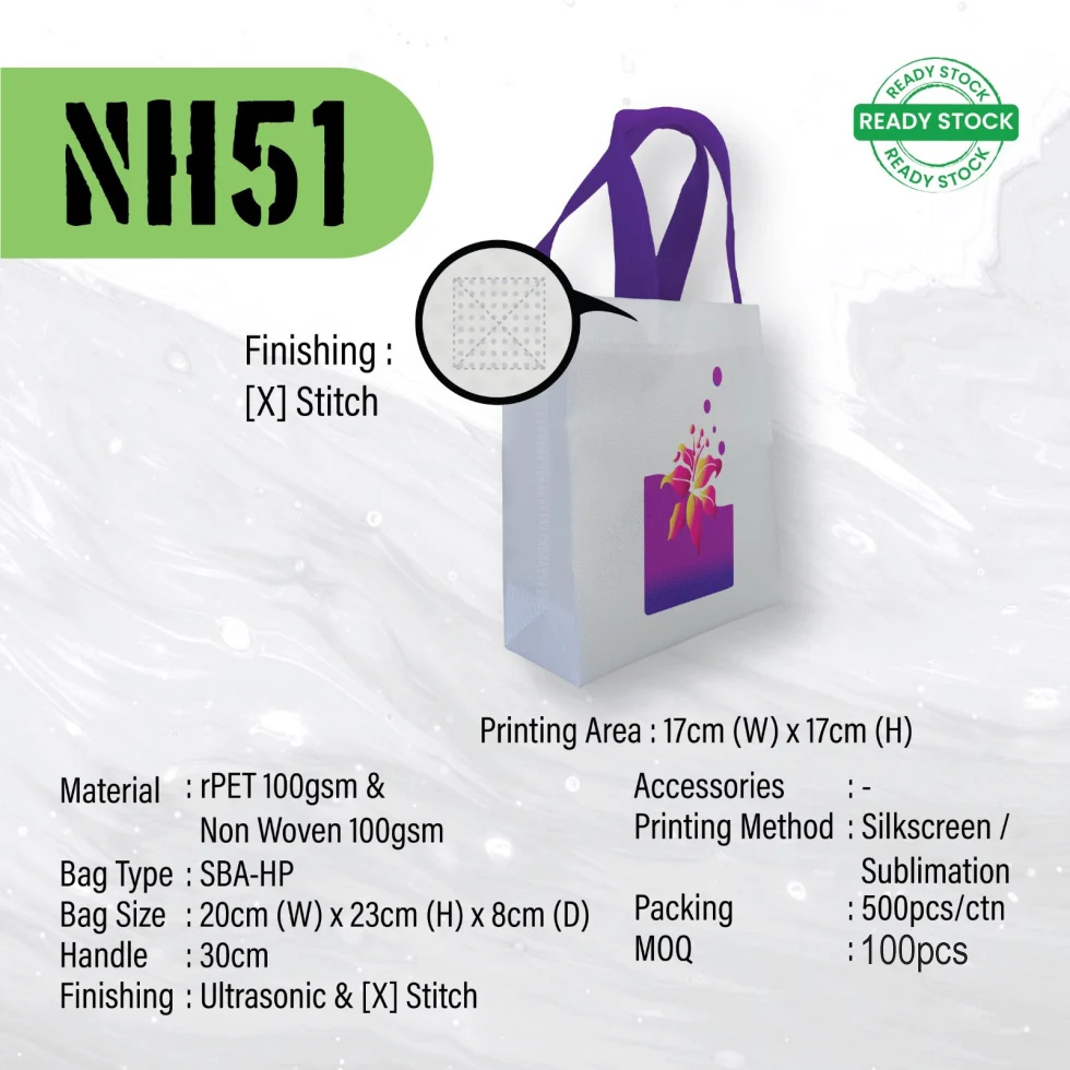 A5 size Ultrasonic rPET Recycled Bag (NH51) - 20 x 23 x 8 cm