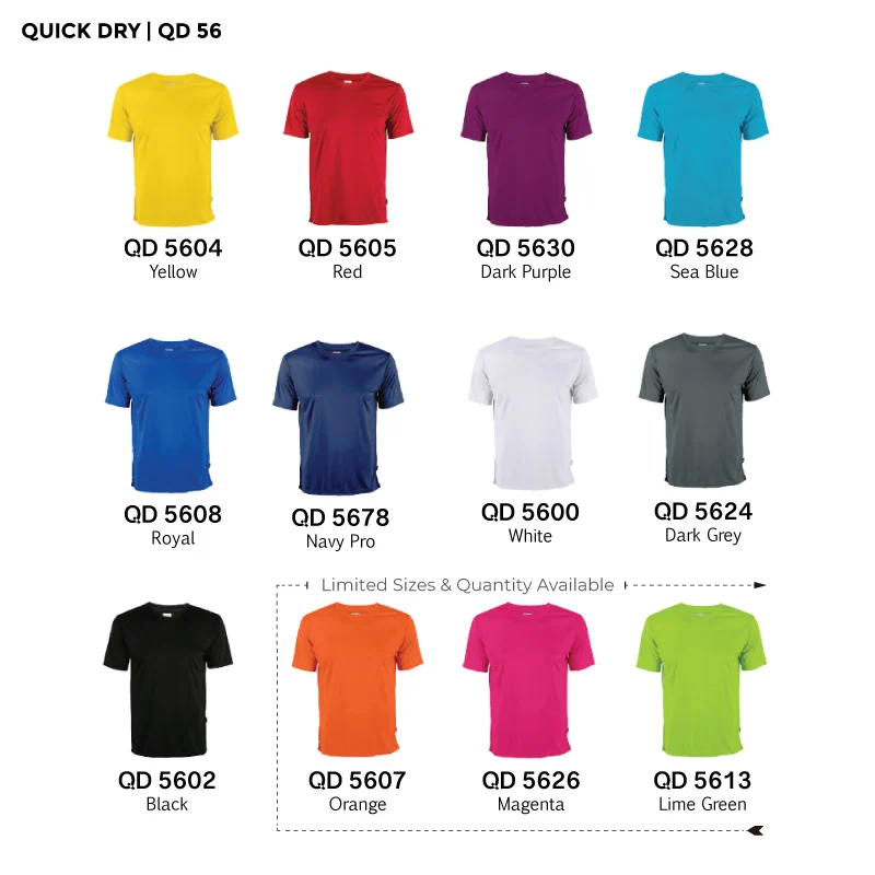 Quick Dry T-shirt - 150gsm Polyester Interlock (QD56) - Image 2