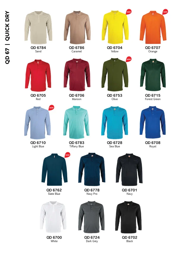 Long Sleeve Quick Dry Polo - 160gsm Eyelet (QD67) - Image 2