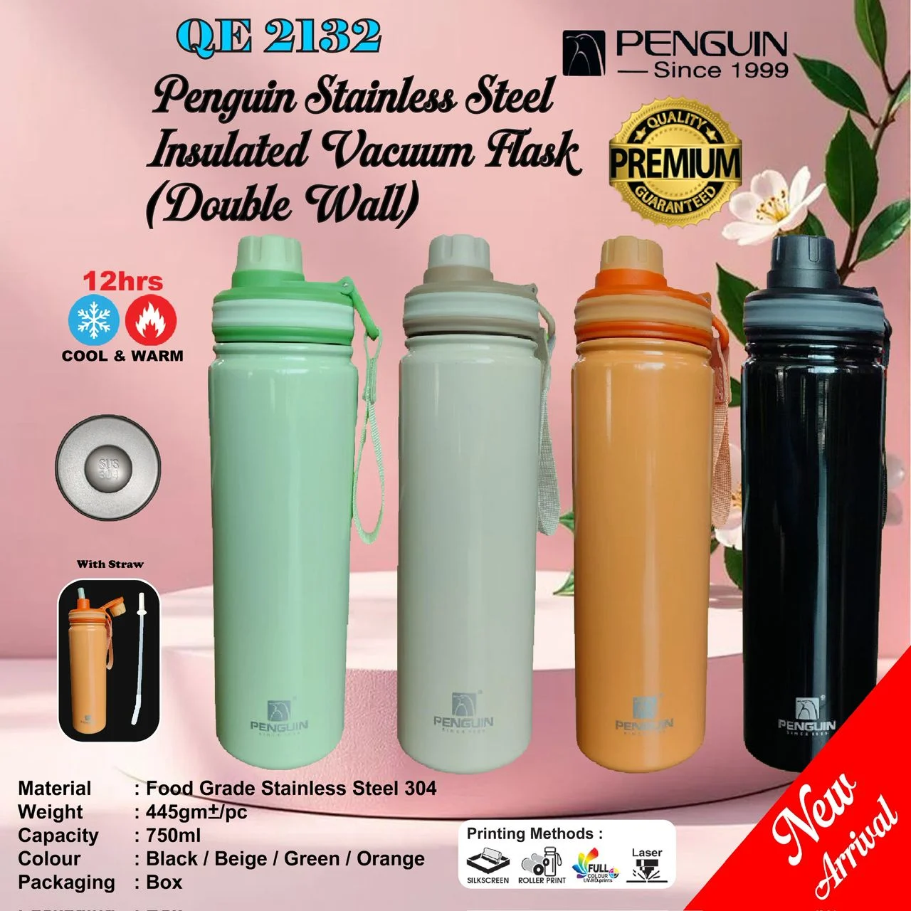 Penguin Stainless Steel Insulated Vacuum Flask (QE2132)
