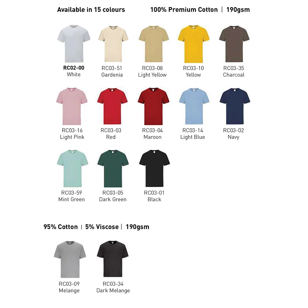 Premium Tabular Round Neck -190gsm Combed Cotton (RC02,RC03) - Image 2