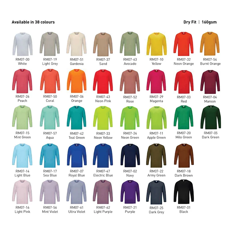Microfiber Round Neck - Long Sleeve 160gsm Mini Eyelet (RM07) - Image 2