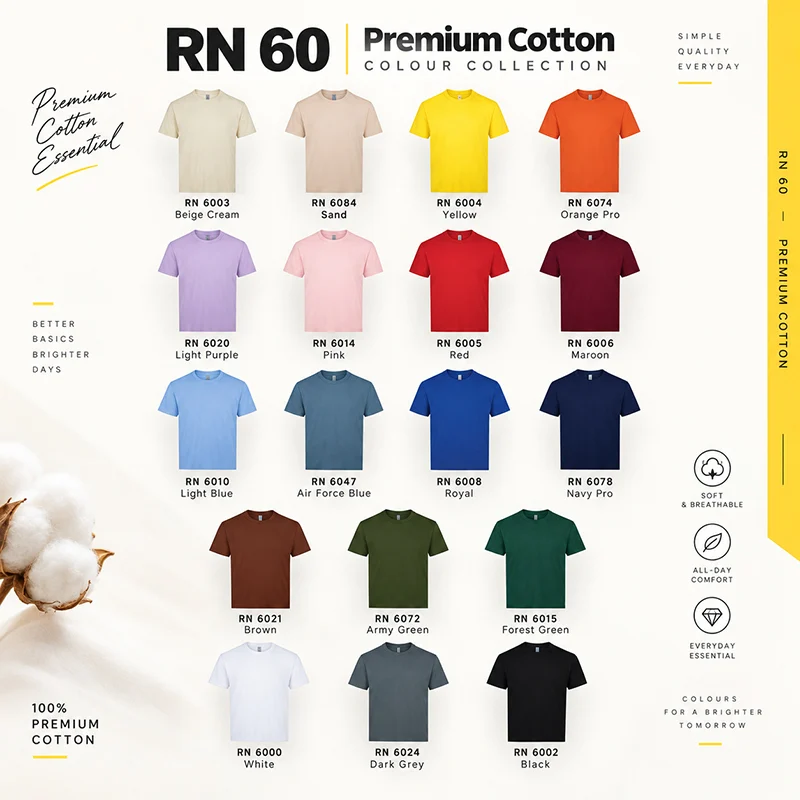 Premium Cotton T-shirt - 190gsm (RN60) - Image 2