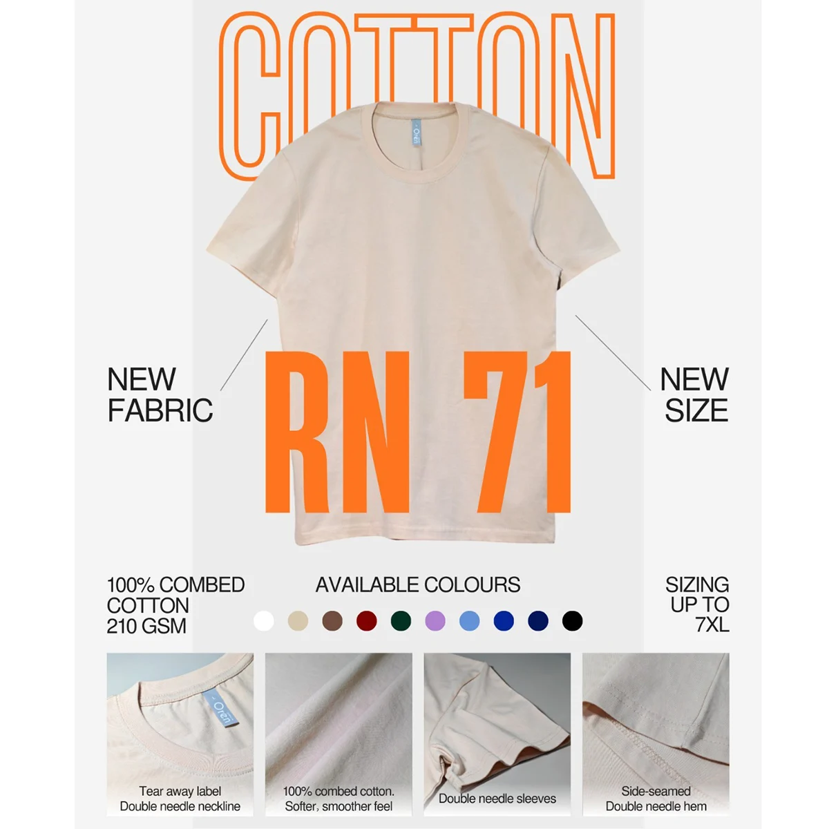 Premium Cotton T-shirt - 210gsm (RN71)