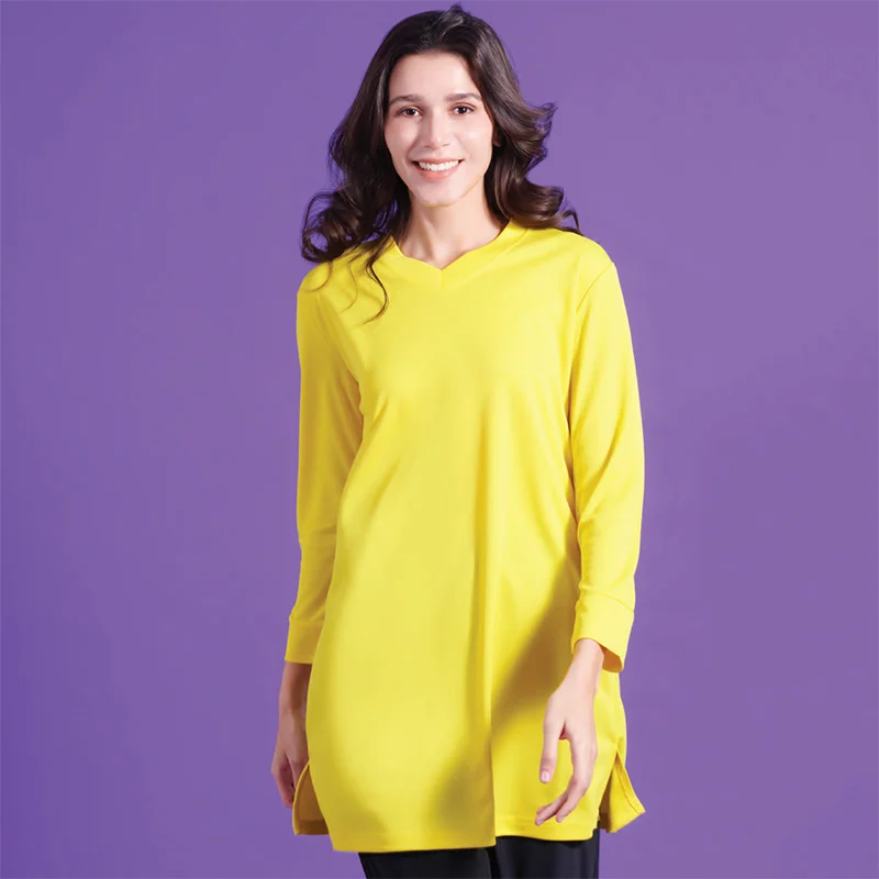 V-Neck Long Sleeve Muslimah T-shirt - 160gsm Eyelet (SK05)